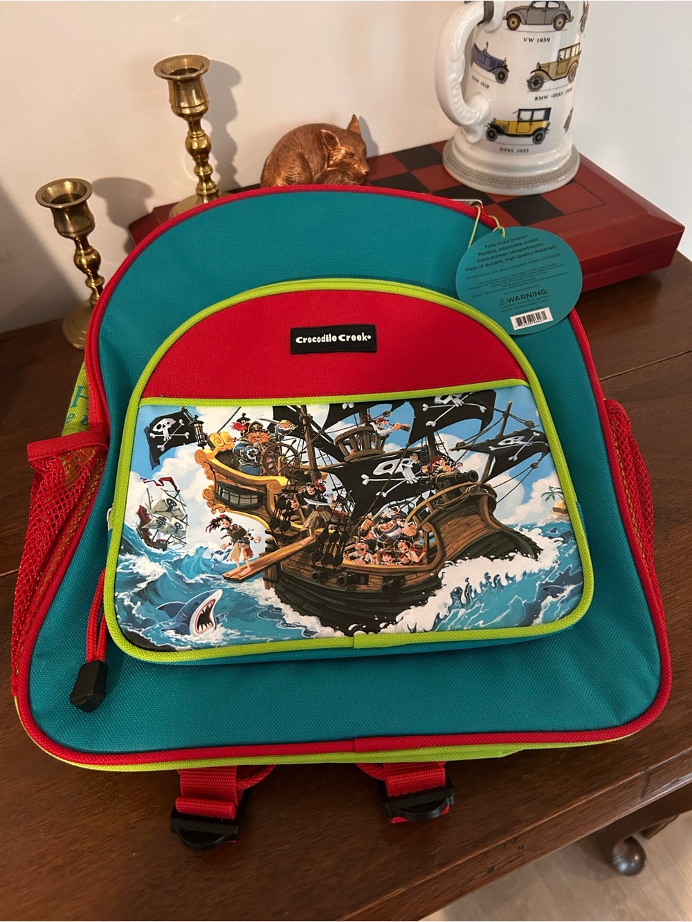 Crocodile Creek Kids Pirate Backpack - Teal, Red & Lime